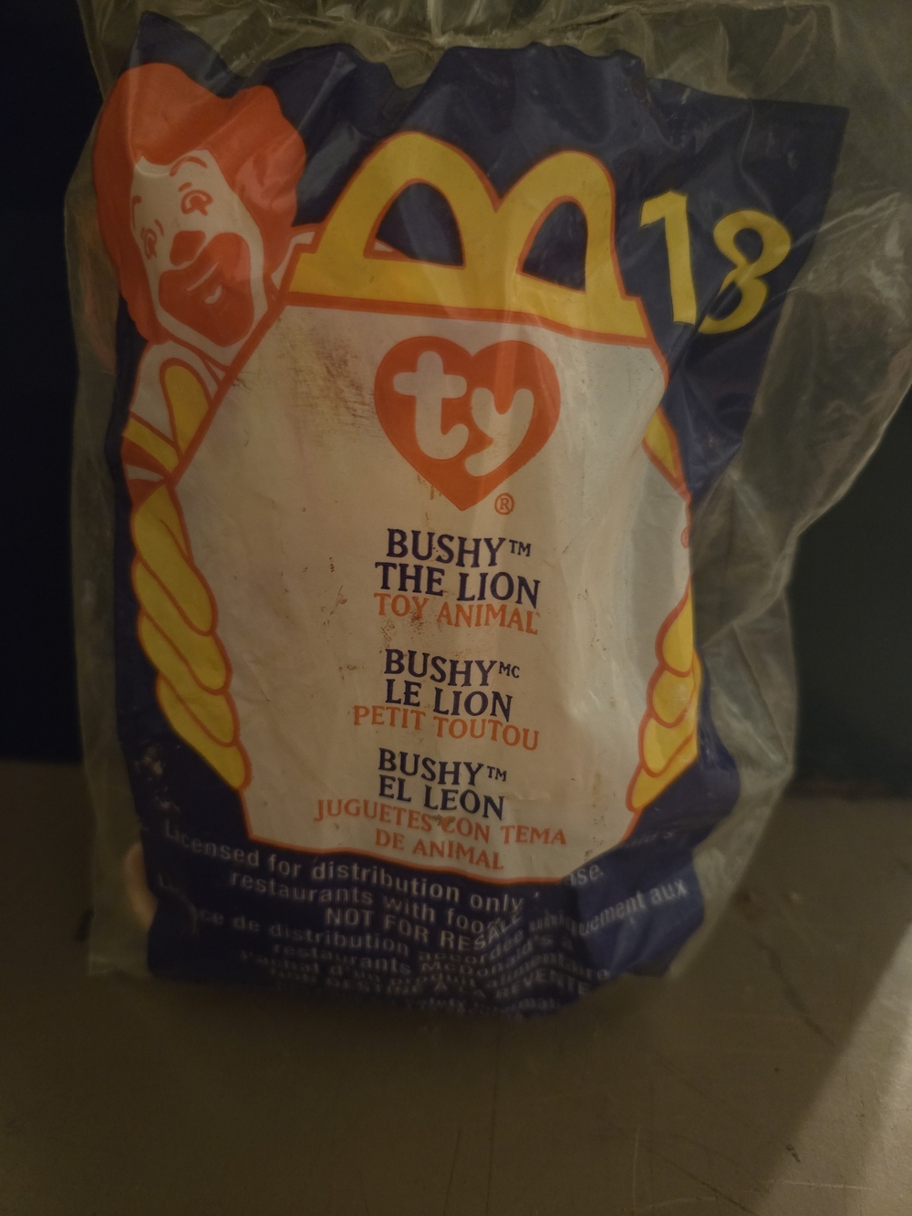 Ty Bushy The Lion Plush - Blue & Yellow McDonald's Beanie Buddy Style